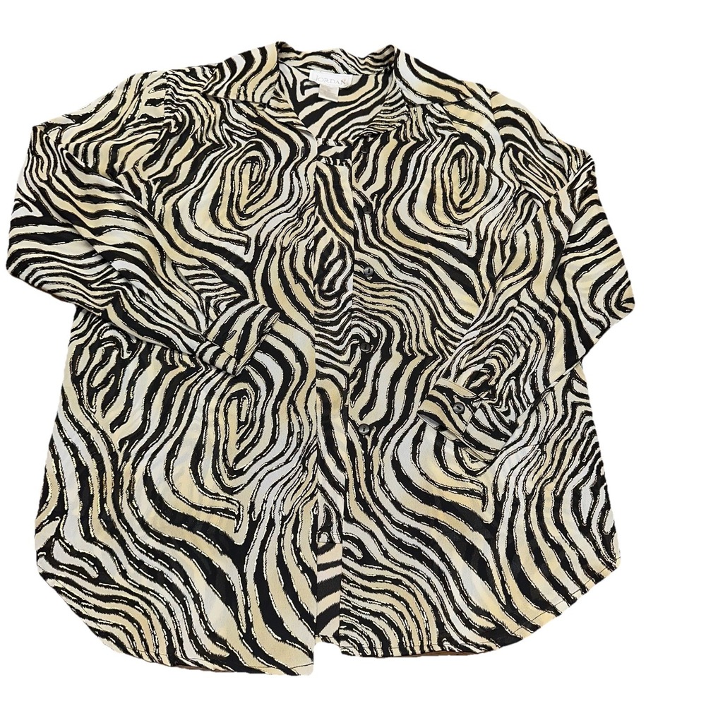 NWT Vintage 90's Jordan 2-piece Set Button Up Blouse Tank Tiger‎ Print Women's S